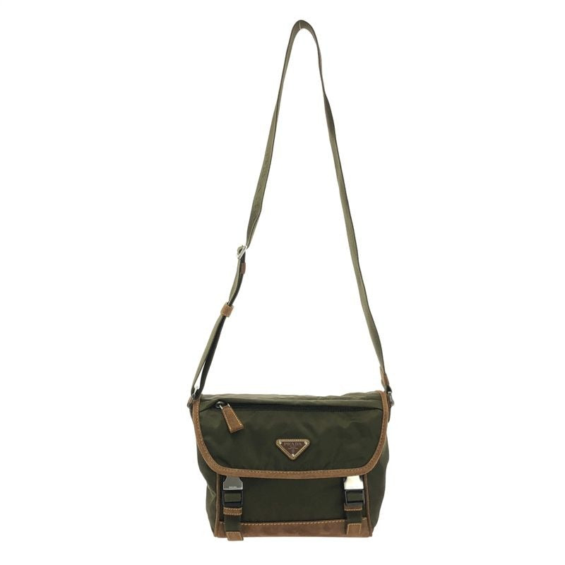 Prada 2025 SS Re-Nylon Suede Medium Shoulder Bag Khaki Brown