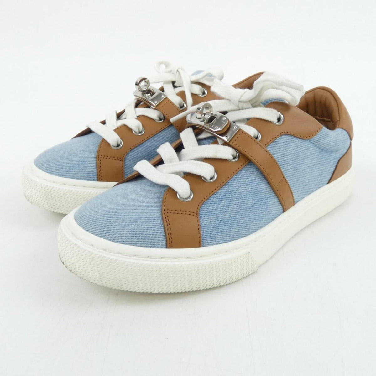 Hermes Day Kelly Buckle Sneakers Blue Brown — view 3