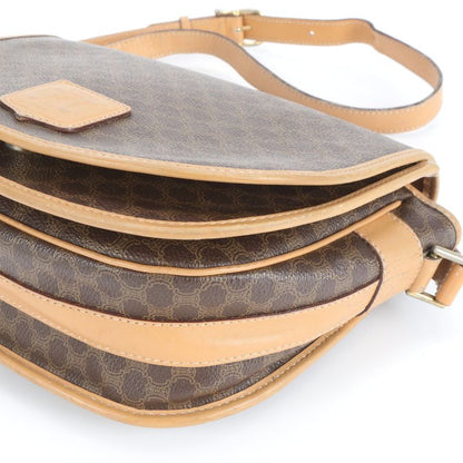 Vintage Celine Macadam Leather Shoulder Bag Crossbody Brown Women ERE Cw32-5