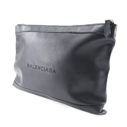 Balenciaga Navy Clip M 373834 Lambskin Black Unisex Clutch Bag