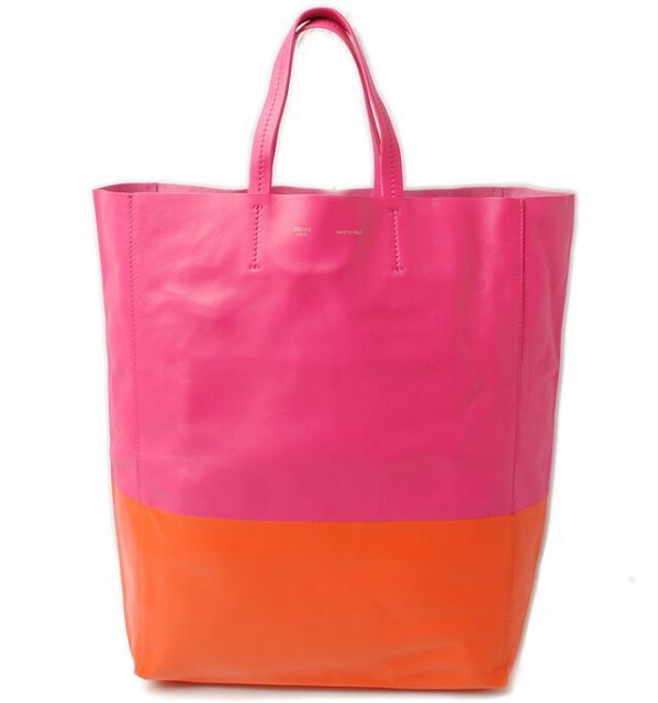 Celine Tote Cabas Su Celine Bi-cabas Calf Bicolor Hibiscus Orange 165553