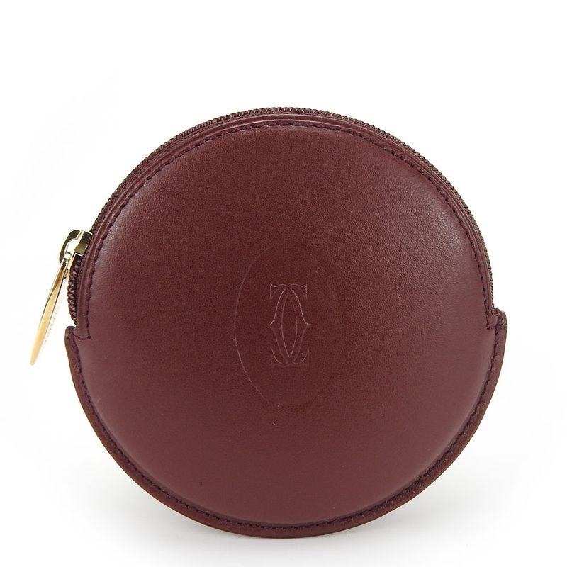 Cartier Coin Case Kl033794 Must Line Leather Bordeaux Goldhardware Small
