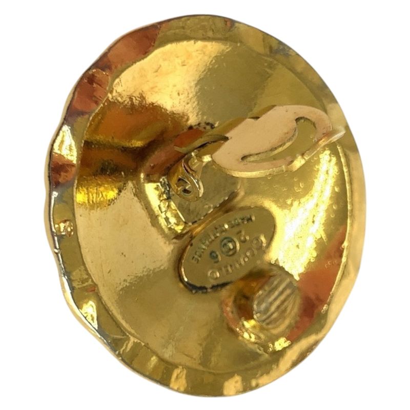 Chanel Vintage Matelasse Coco Mark Gold Plated Earrings 2 6 Engraved Ladies