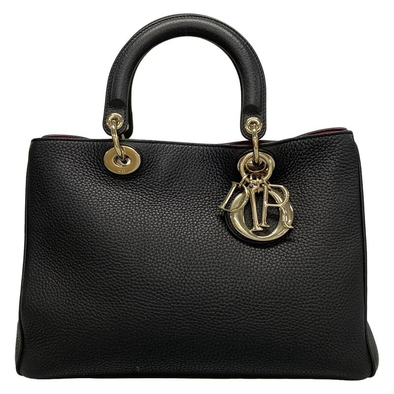 Dior/christian Dior Tote Bag Diorissimo Black Leather