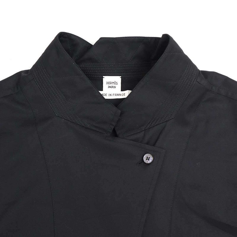 Hermes 23aw Cotton Ribbon Design Blouse Shirt 3h0601dv Black 40