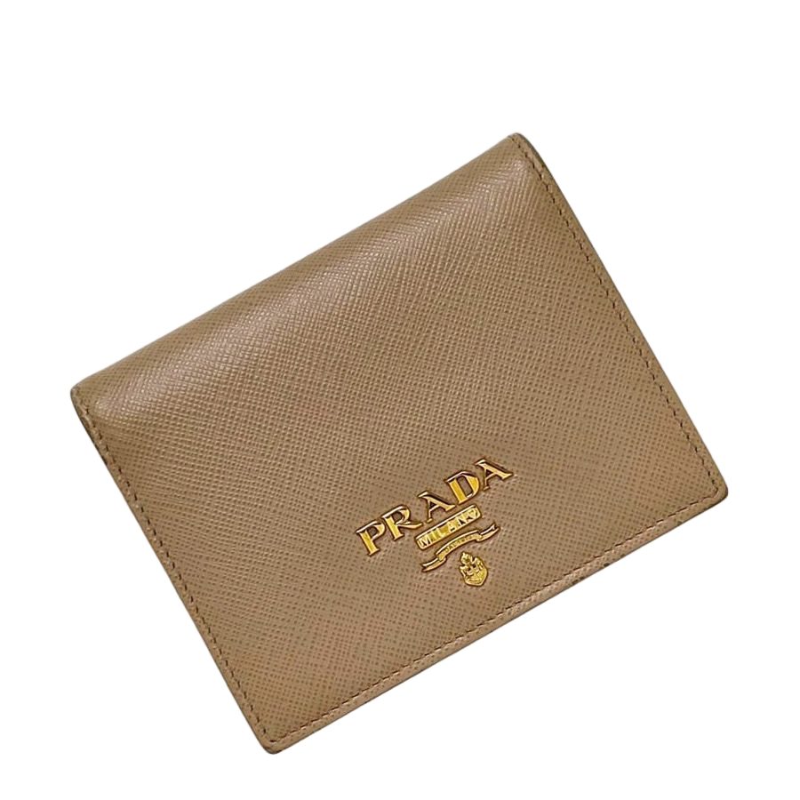 Prada Bifold Wallet Beige Saffiano Leather