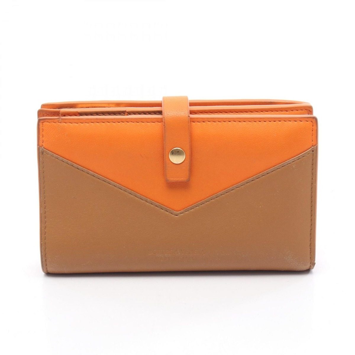 Bottega Veneta Bifold Wallet Brown Orange Leather Zip