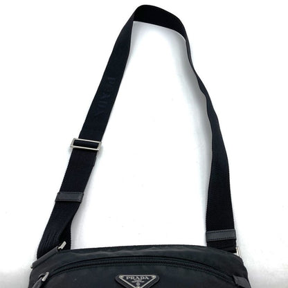Prada Crossbody Shoulder Bag Black Nylon Women Men Triangle Logo