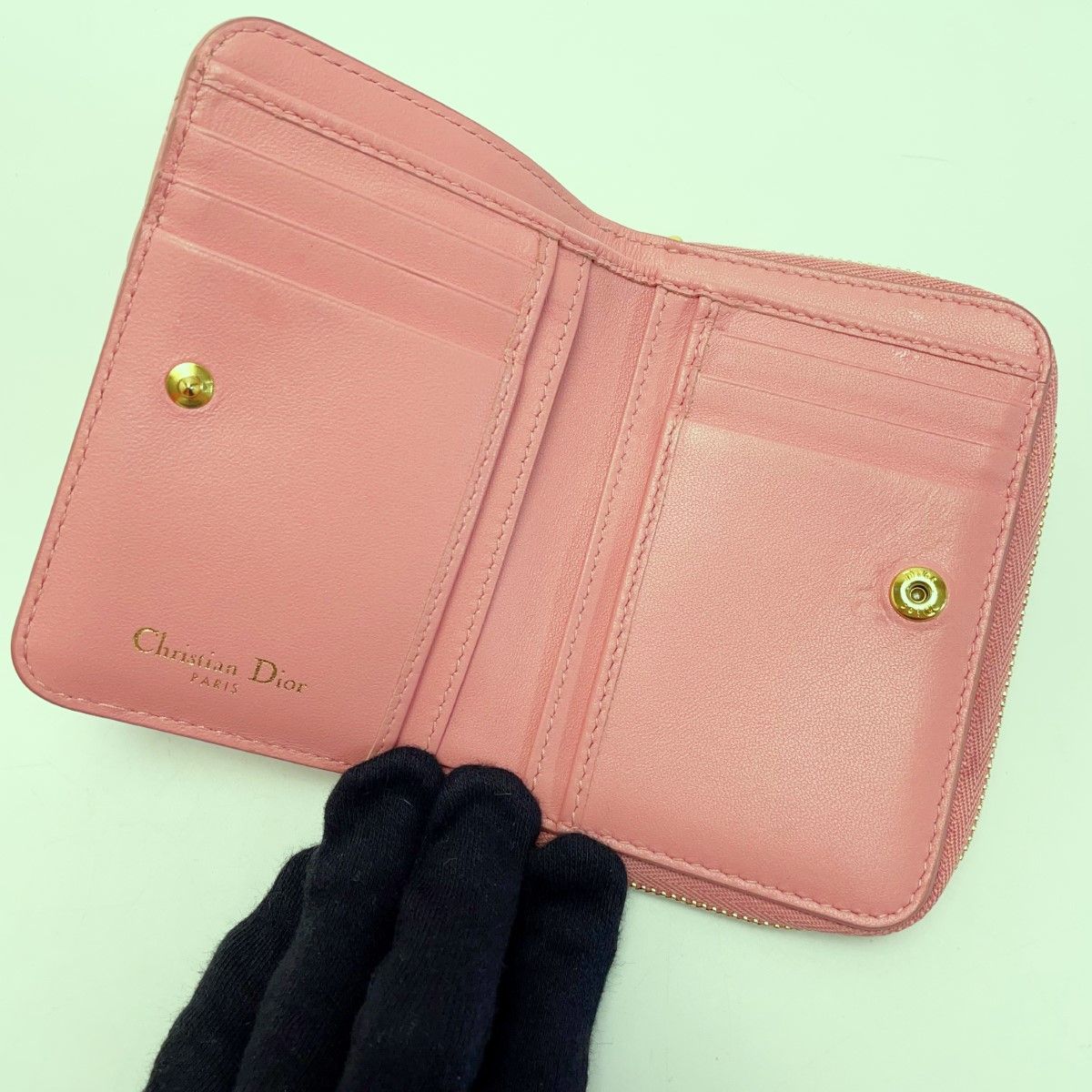 Christian Dior Cannage S5032 Pink Bifold Wallet Ladies