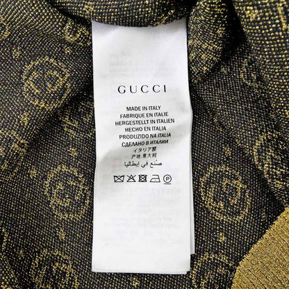 Gucci Short Sleeve Knit GG Pattern M Size 554595 Black Gold Lamé
