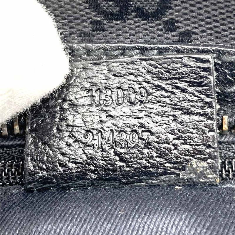 Gucci 113009 Handbag Black GG Canvas/leather Ladies Men Fashion Branded High