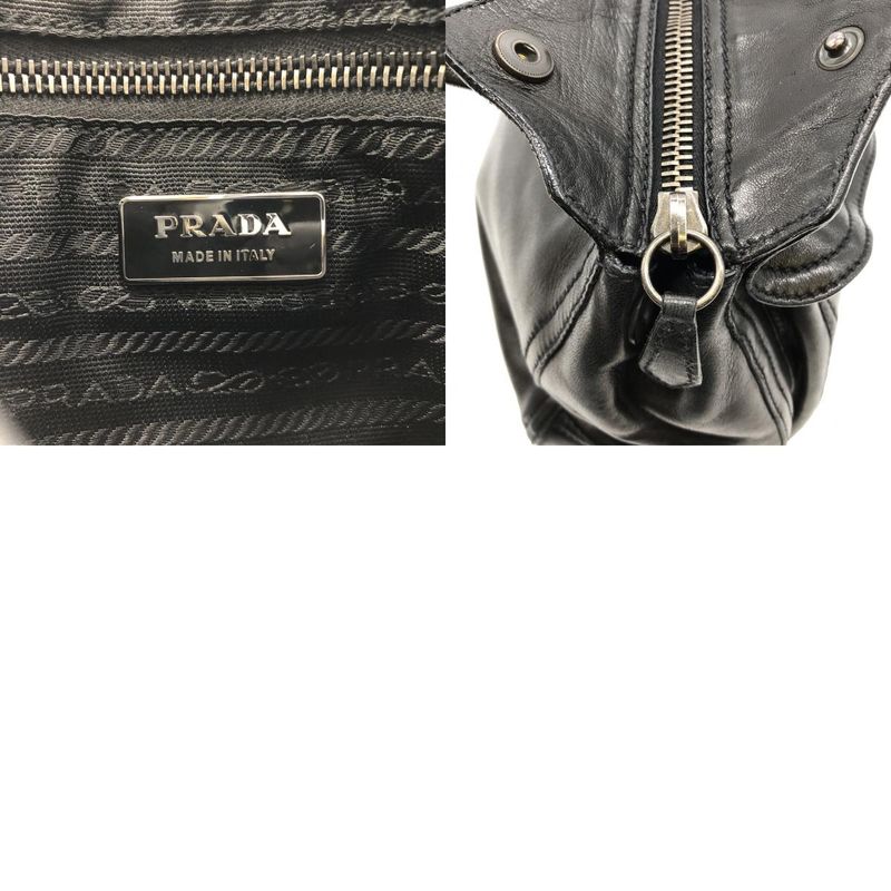 Prada Handbag Shoulder Bag Black Leather Women's Branded Fashion