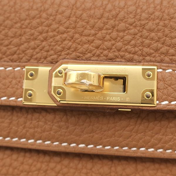 Hermes 2-Way Bag Kelly 25 Inside Sewn Togo Gold Hardware Brown Shoulder K
