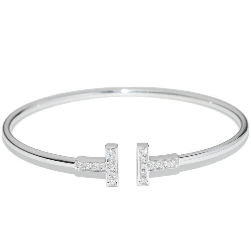 Tiffany & Co Bracelet Bangle 18K White Gold 18 Diamonds (total 024ct) T-wire