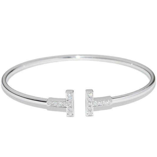 Tiffany & Co Bracelet Bangle 18K White Gold 18 Diamonds (total 024ct) T-wire