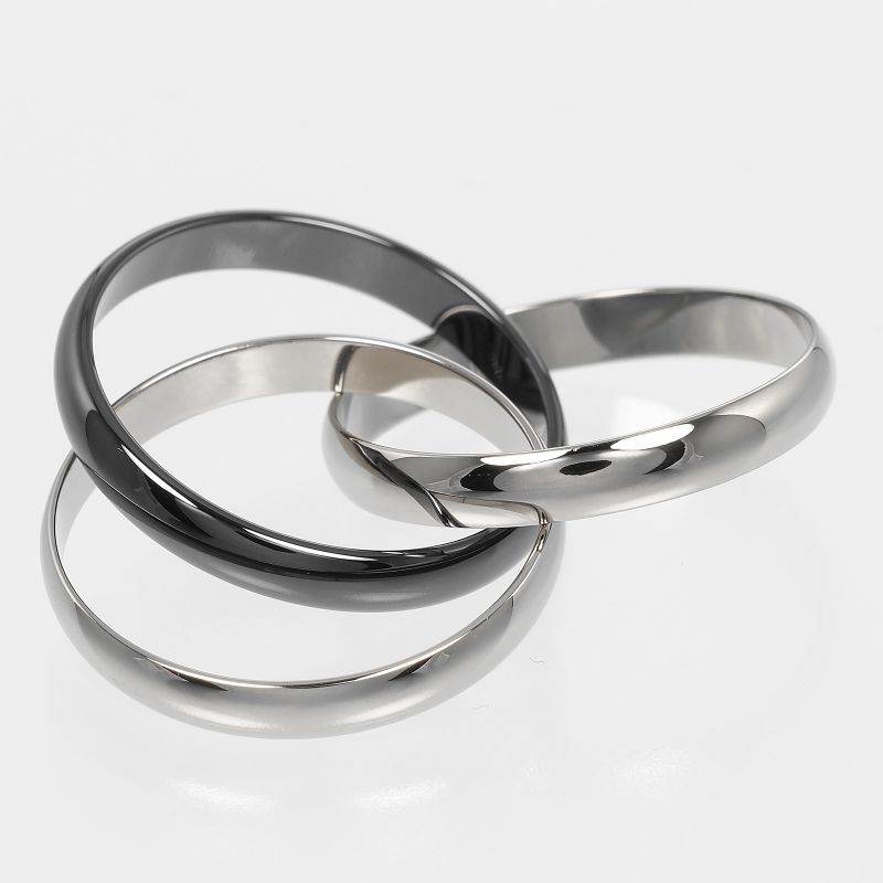 Cartier Trinity 3.4mm (0.13in) Band 18kwhite Gold X Ceramic #22 Men's 7.8g Ring