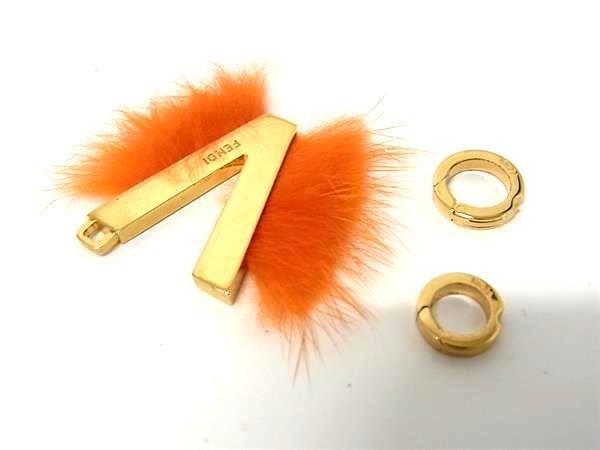 Fendi Abclick Abby Click V Pendant Top With Initials Charm Orange And Gold