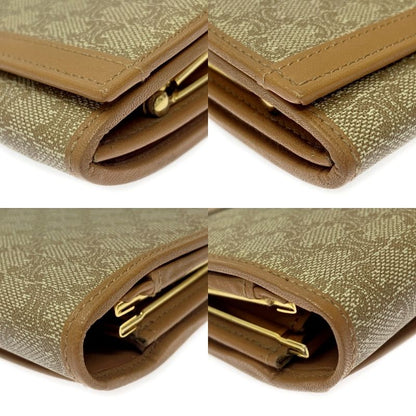 Celine PVC Leather Macadam Clasp Long Wallet Women Beige 366967 Long Wallet