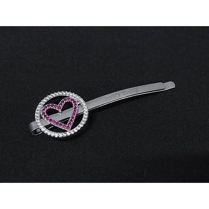 Miu Miu Miu Heart Line Stone Hairpin Hair Clip Silver