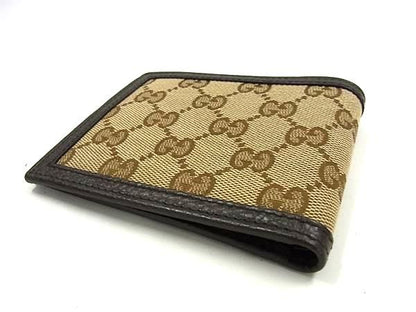 Gucci 260987 GG Canvas And Leather Bifold Wallet Billfold Coin Purse