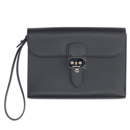 Hermes Sac a Depeches 24 Veau Epsom Black Clutch