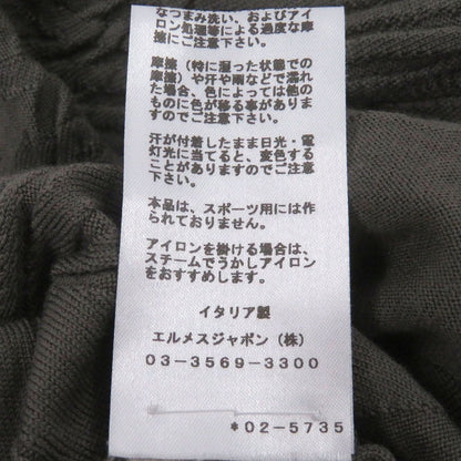 Hermes All Pattern Wool Lightweight Long Sleeve Knit Sweater Brown XL — view 6