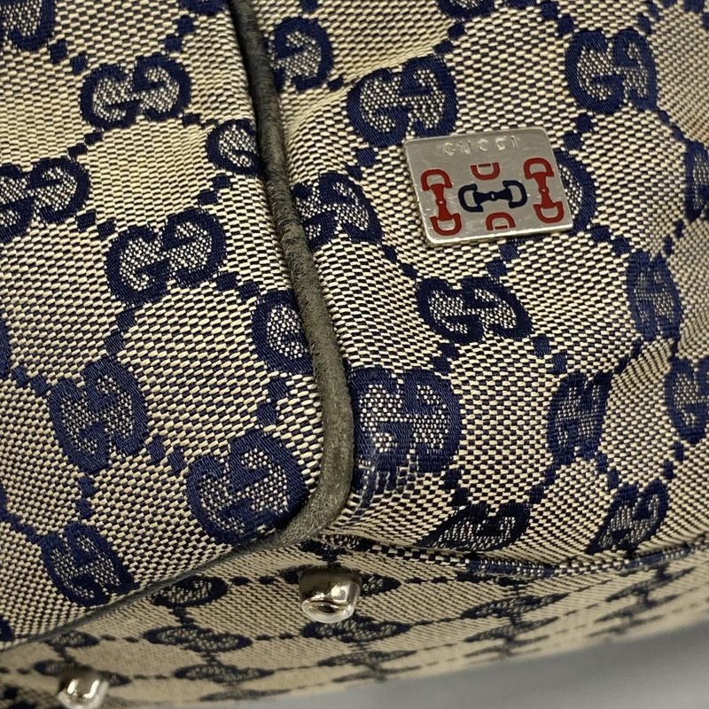 Gucci Tote Bag GG Canvas/sherry Line 145758 Canvas Beige Navy Red Silver