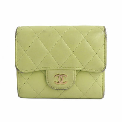 Chanel Quilted Small Flap Wallet Pistachio Green Lambskin