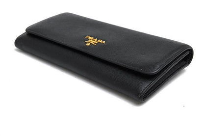 Prada Long Wallet Women Leather Genuine Black 1m1132 Saffiano Leather Long
