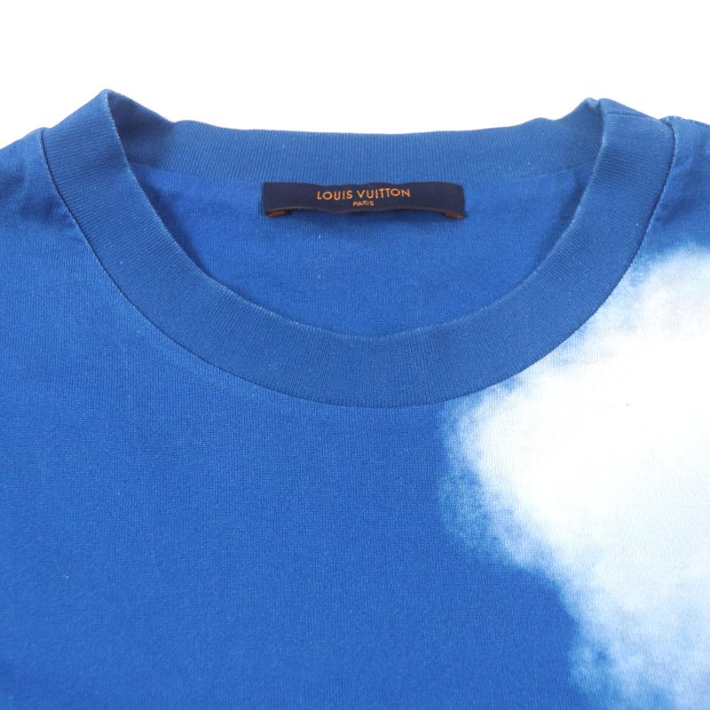 Louis Vuitton 20AW 100% Cotton Cloud Print Crew Neck LV Logo Short Sleeve Blue