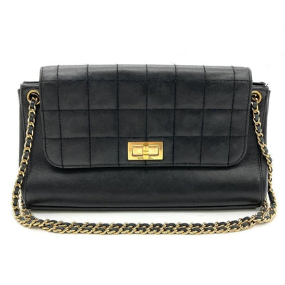 Chanel Chocobar Shoulder Bag Lambskin Black Gold Hardware