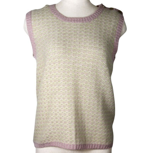 Chanel Knit 05P P25397v01844 Cashmere And Rayon Pink/yellow Green Ladies Vest
