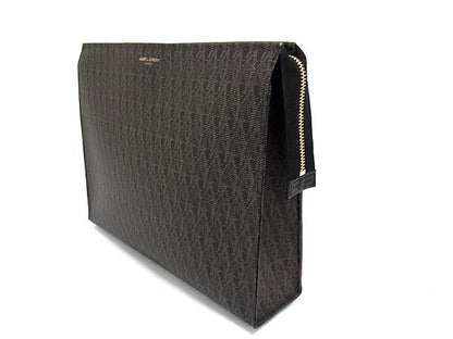 Saint Laurent PVC All Over Pattern Clutch Bag Second Bag Men's Black And