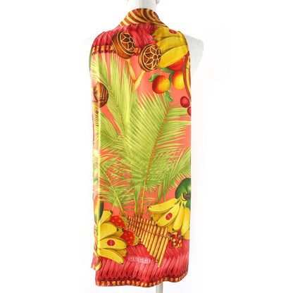 Gucci Vintage 1994 100% Silk Tom Ford Period Logo Fruit Print Gold Button