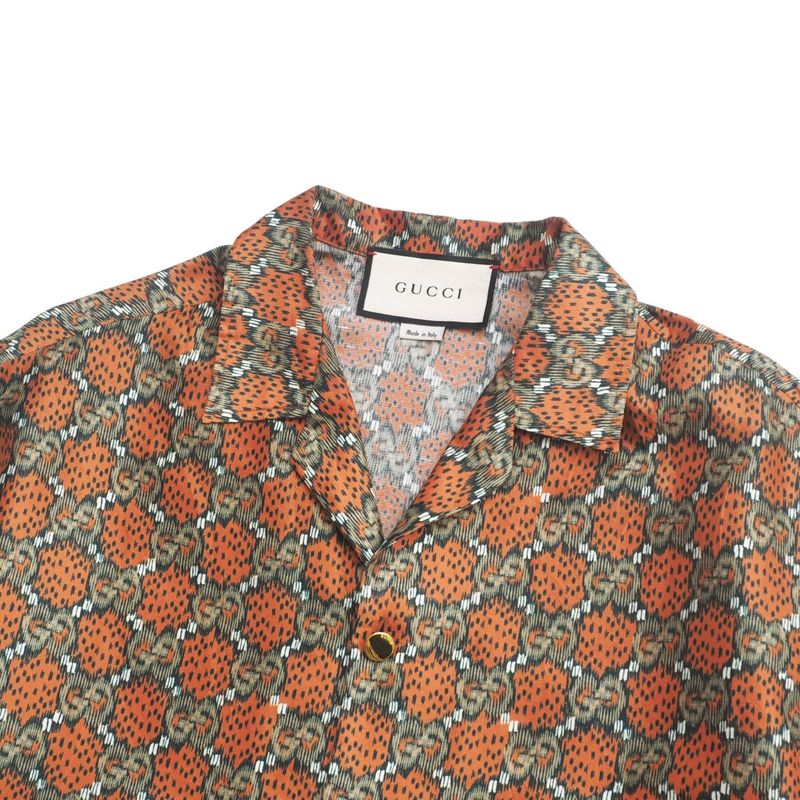 Gucci Short Sleeve Shirt Size 46 (170 88A) GG Logo Open Collar Shirt Made In