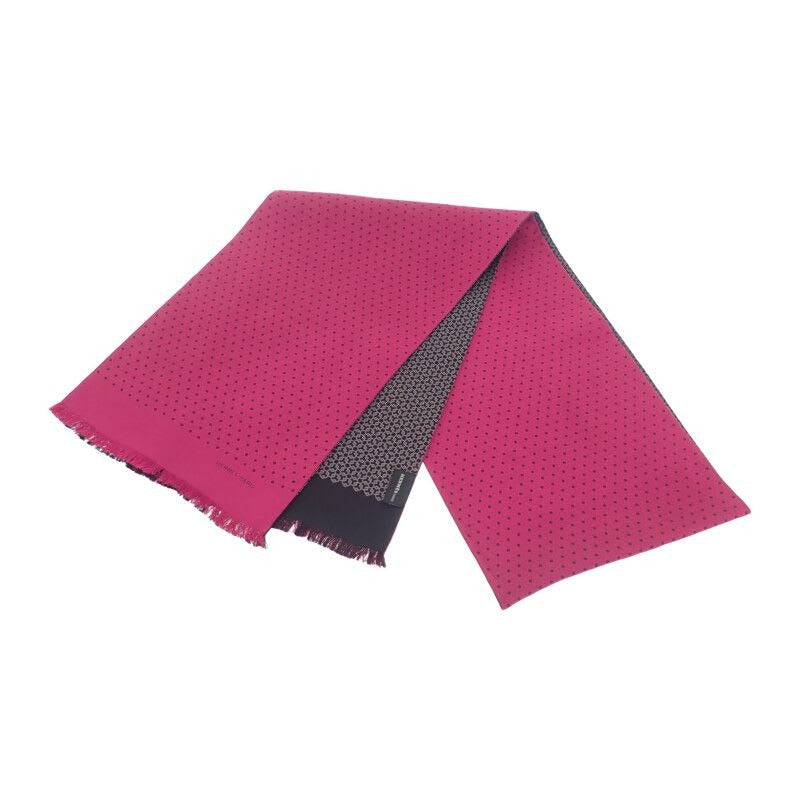 Hermes Polka Dot Scarf Silk Pink Black Reversible Fringe Autumn Winter