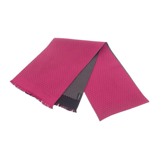 Hermes Polka Dot Scarf Silk Pink Black Reversible Fringe Autumn Winter