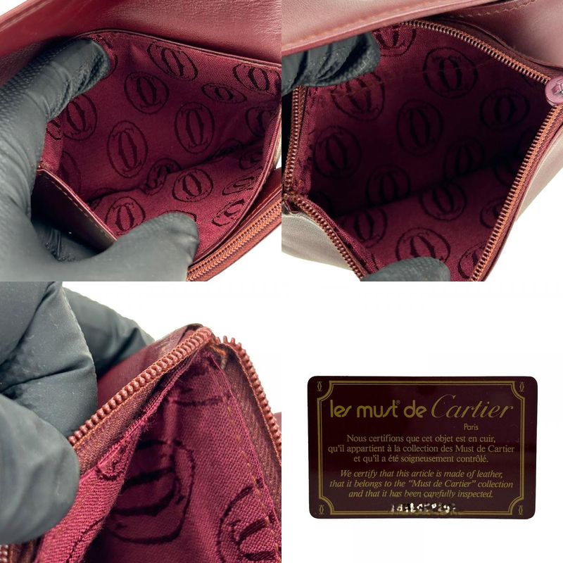 Cartier Pouch Must Line Leather Bordeaux Goldhardware Everyday Use Small Items