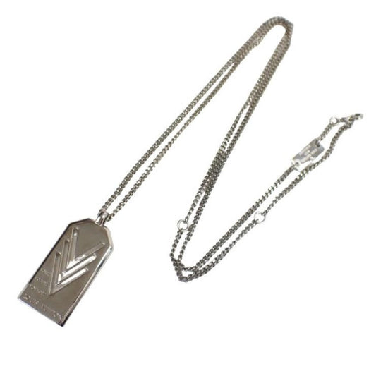 Louis Vuitton Pendant Necklace Vvv Silver Metal Triple V