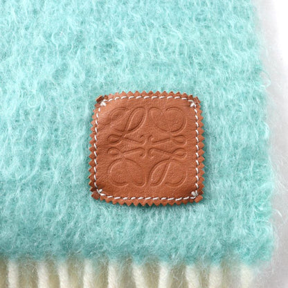 LOEWE Mohair Blend Anagram Logo Patch Fringed Scarf Multi Genuine