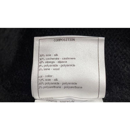 E-md516 Chanel Knitwear Coconage Collection Knit Top High Neck Black White 34