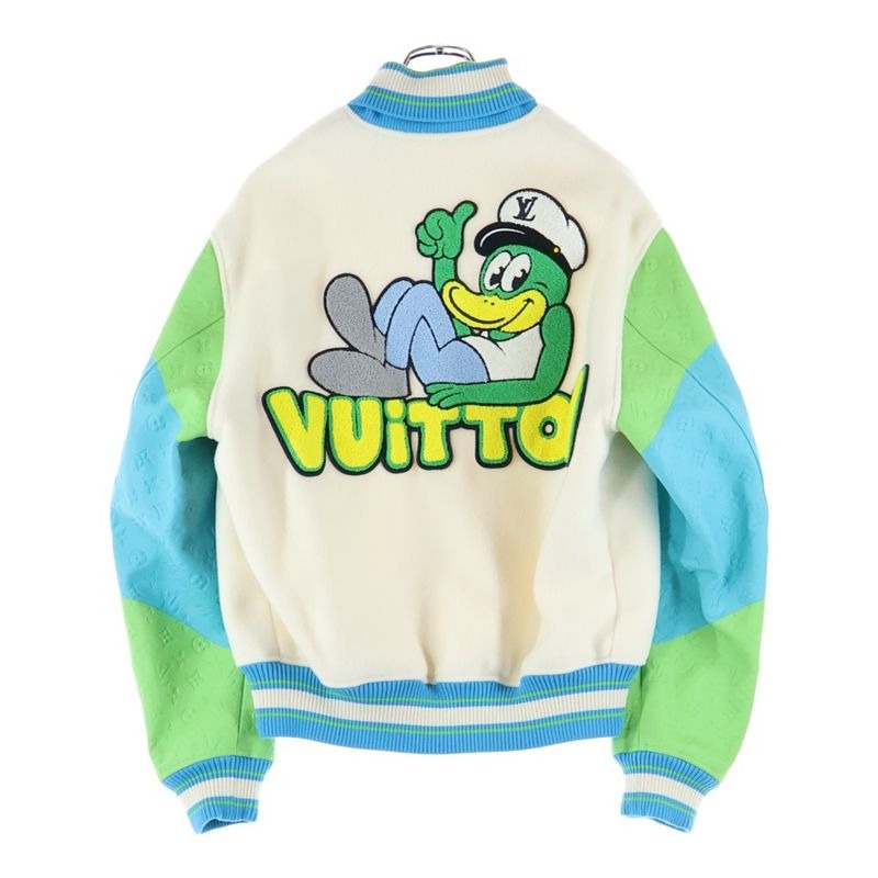 Louis Vuitton 23 SS Rainbow Playground Monogram Varsity Jacket Leather Paneled