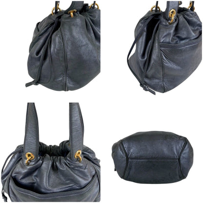 Loewe Drawstring Shape Mini Handbag Anagram Logo Nappa Leather Dark Navy — view 5