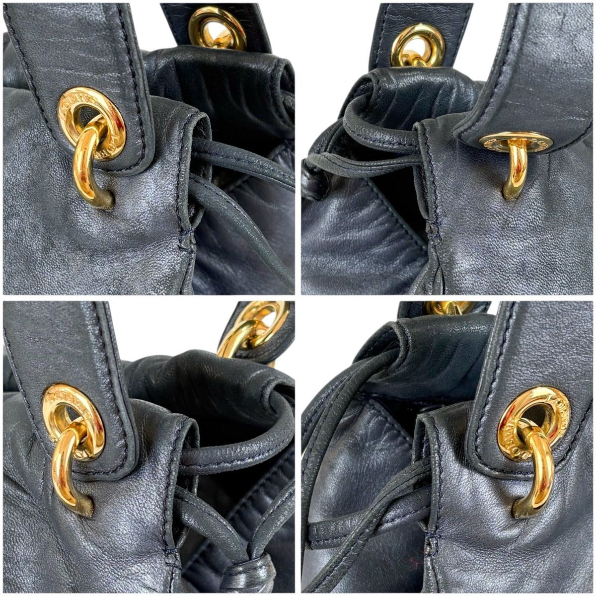Loewe Drawstring Shape Mini Handbag Anagram Logo Nappa Leather Dark Navy — view 6