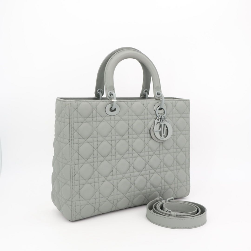 Christian DIOR Lady Dior Cannage Large Leather 2WAY Handbag