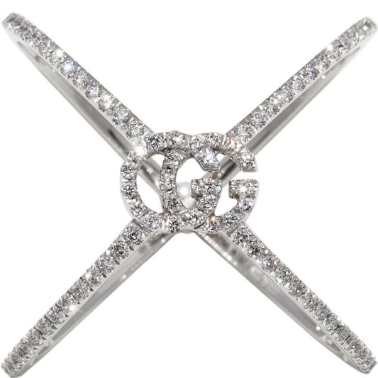 Gucci Rings 18K White Gold Diamond 107P GG Running Xring Full Diamond