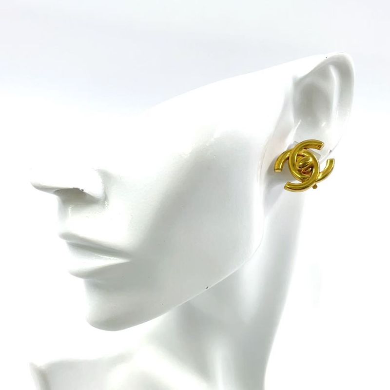 Chanel Turnlock GP Gold Earrings