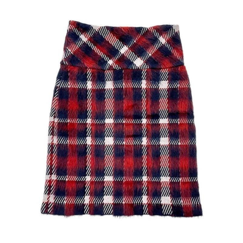Louis Vuitton Skirt Red Navy White Check Mohair