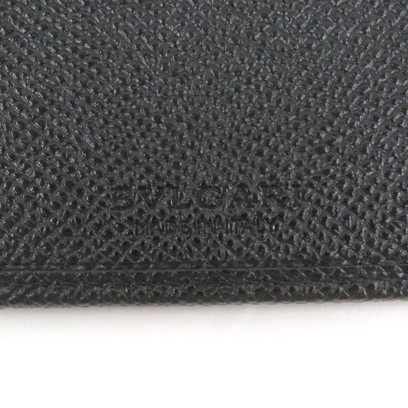 Bvlgari Leather Bvlgari Man Silver Hardware Long Wallet Black With Box Made In