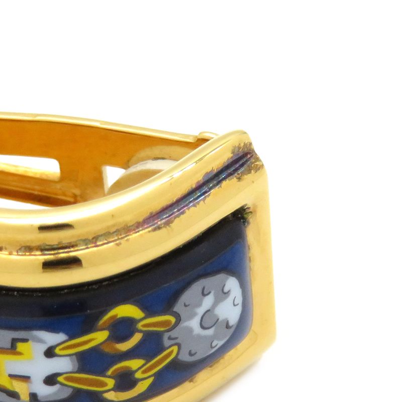 Hermes Earring Emile GP Cloisonne Navy X Gold Cloisonne [box